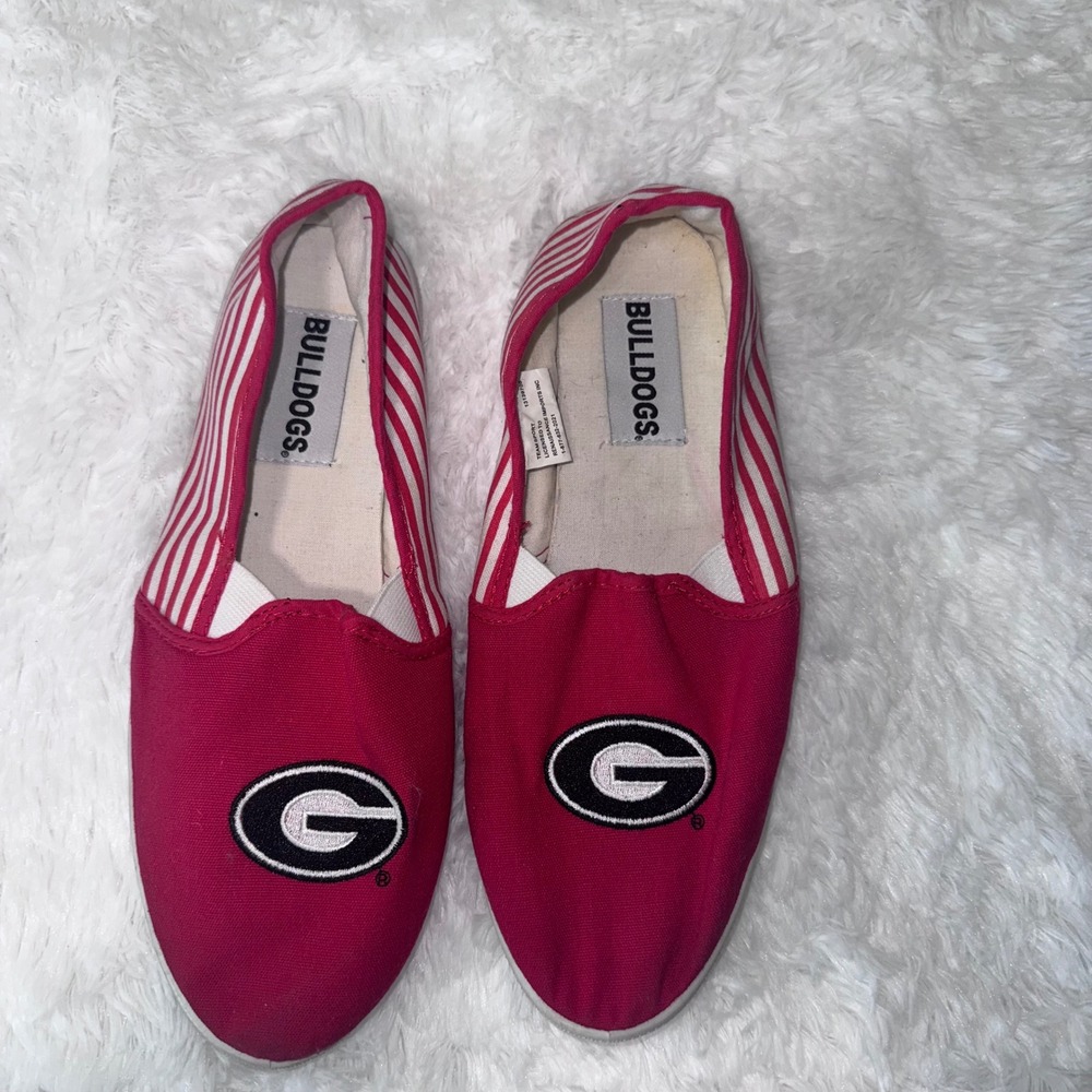 Georgia Bulldogs NCAA uga red Stripe Slip On Loafers Women's Shoes Size 8